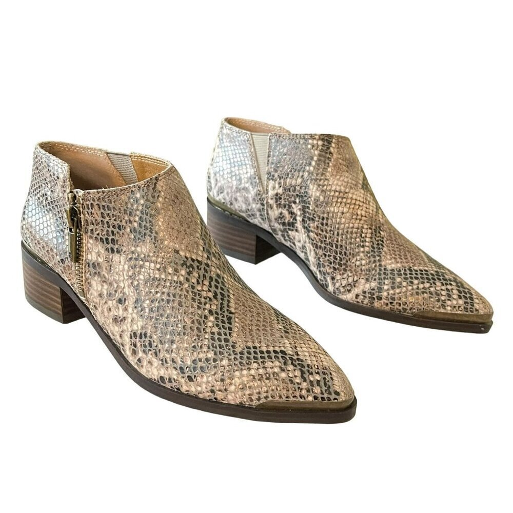 Lucky Brand Koben Bootie Animal Print Snakeskin Boots Shoes Size 6.5
